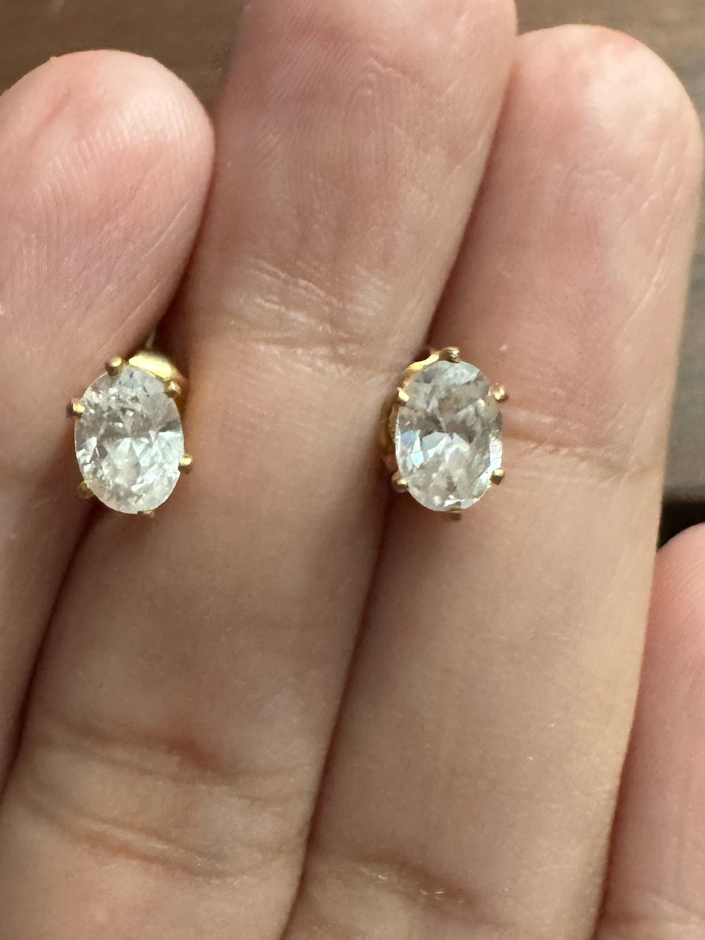 Avon Goldtoned Faux Diamond Oval Stud Earrings